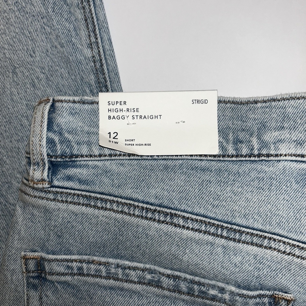 American Eagle Strigid Super‎ High Rise Baggy Straight Womens Jeans 12 Short - Picture 8 of 12